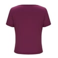 thumbnail image 4 of jtjvou Womens Crop Cleavage Tops Y2k Short Sleeve Shirts Summer Going Out Outfits Deep V Neck Basic Tees Streetwear Red XXL, 4 of 7