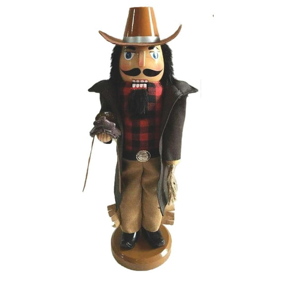 14 inch Leather Duster Cowboy Nutcracker - brown