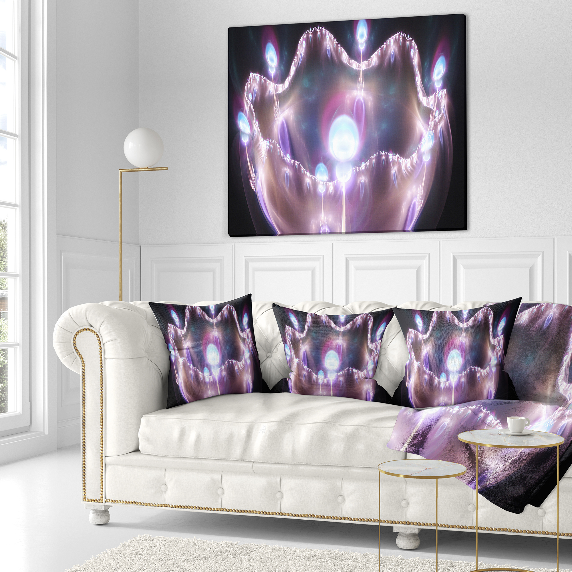 Designart 3D Surreal Purple Illustration - Abstract Throw Pillow - 18x18