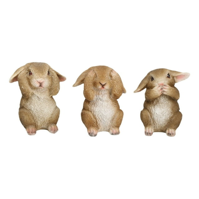 Paquete de 3 adornos de conejito para jardín, estatuas de exterior, figuras de conejo de Pascua, regalos para mamá.