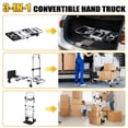 thumbnail image 5 of Rvchic 2 in 1 Foldable Heavy Duty Hand Truck with Retractable Handle and 4 Rubber Wheels,Industrial Convertible Dolly Cart for Moving,Travel,Office Use,600lbs,Black, 5 of 7