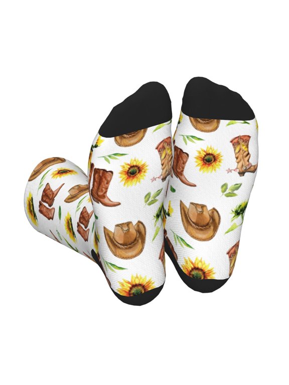 Xecao Rustic Western Charm Print Crew Socks for Men and Women, Men's Soft Moisture-wicking Sock