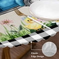 thumbnail image 3 of Black Plaid Easter Round Tablecloth, Fitted Table Cover with Elastic for 45"-54" Round Tables, Truck Spring Floral Bunny Animals Rustic Table Cloth Outdoor Indoor Dinning Party Waterproof Tablecloths, 3 of 7