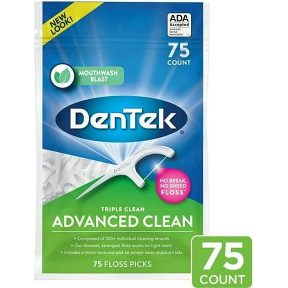 Dentek Triple Clean Floss Picks, Fresh Mint, 75 Ct.