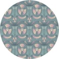 thumbnail image 1 of Ahgly Company Machine Washable Indoor Round Transitional Marble Blue Area Rugs, 3' Round, 1 of 7