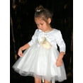 thumbnail image 2 of Ekidsbridal 3/4 Sleeves Satin White Flower Girl Shrug Dress Cover Up Bolero Girls Jacket Princess Cape 8, 2 of 4