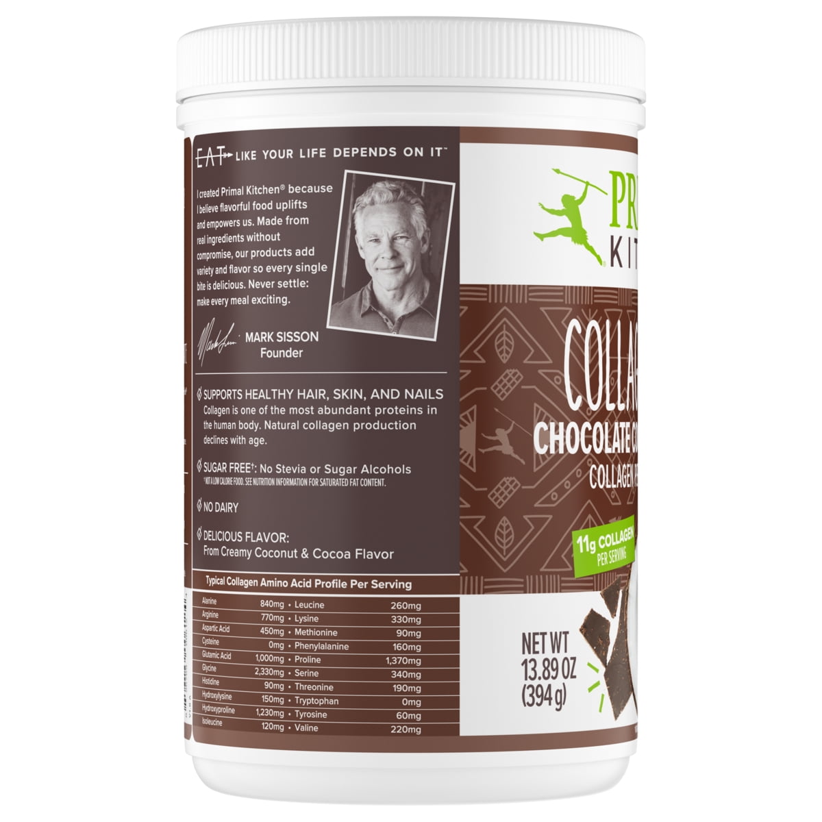 Primal Kitchen Collagen Fuel Collagen Peptide Chocolate Coconut Drink Mix 13.89 oz