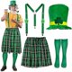 thumbnail image 1 of 2026 Saint Patrick's Day Costume Set Over Knee Socks Plaids Apron for Man Adult-Good, 1 of 5
