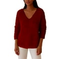 thumbnail image 3 of Fleece Pullover Women Fuzzy Cozy Sweaters for Women V Neck Sweatshirts Thermal Warm Oversized Tops, 3 of 6