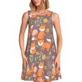 thumbnail image 1 of Balery Cute Little Fox Vestidos de verano para mujer con estampado: vestido holgado sin mangas, vestido playero informal y cómodo para días calurosos., 1 of 7