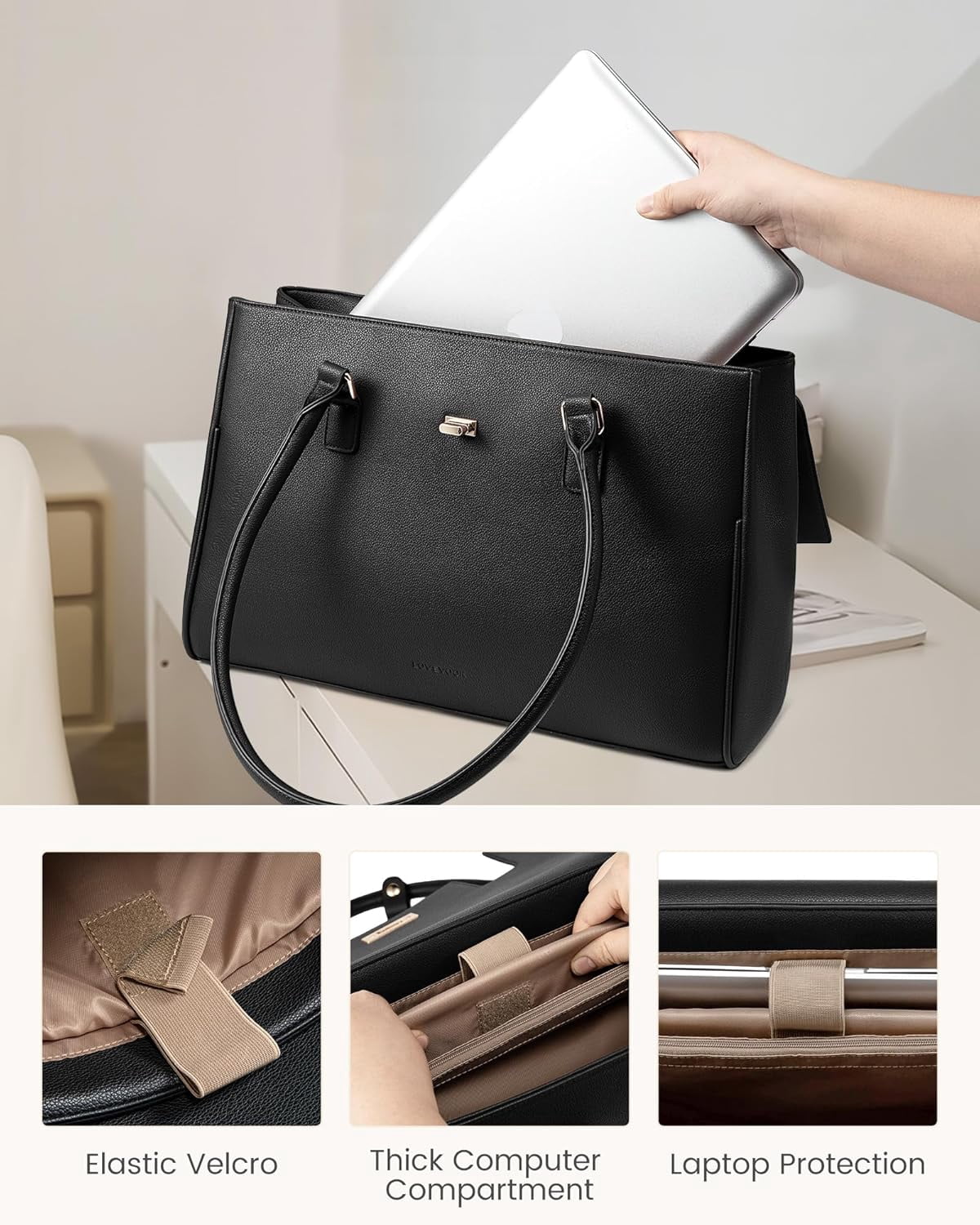 LOVEVOOK Laptop Bag for Women Work Tote 15.6 Inch Briefcase Messenger Bag Waterproof for Business Office Dating