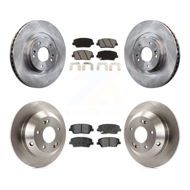 Transit Auto Front Rear Disc Brake Rotors and Semi-Metallic Pads Kit for Car 2014-2015 Kia Sorento with Red Painted Calipers K8S-102747