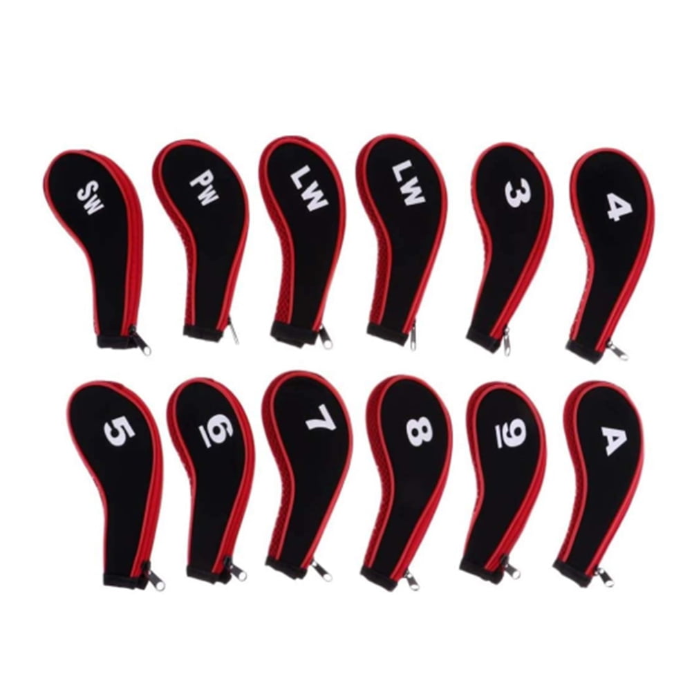 HonHaione 12pcs/set Iron Wedge Head Covers with Zipper for 3 4 5 6 7 8