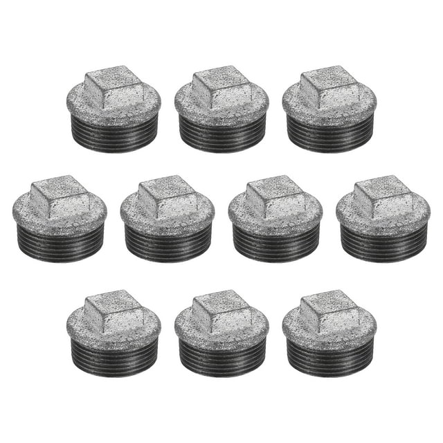 Lot de 10 Bouchons de Tuyaux Mâles à Tête Carrée 2-3/4 Pouces, Argent