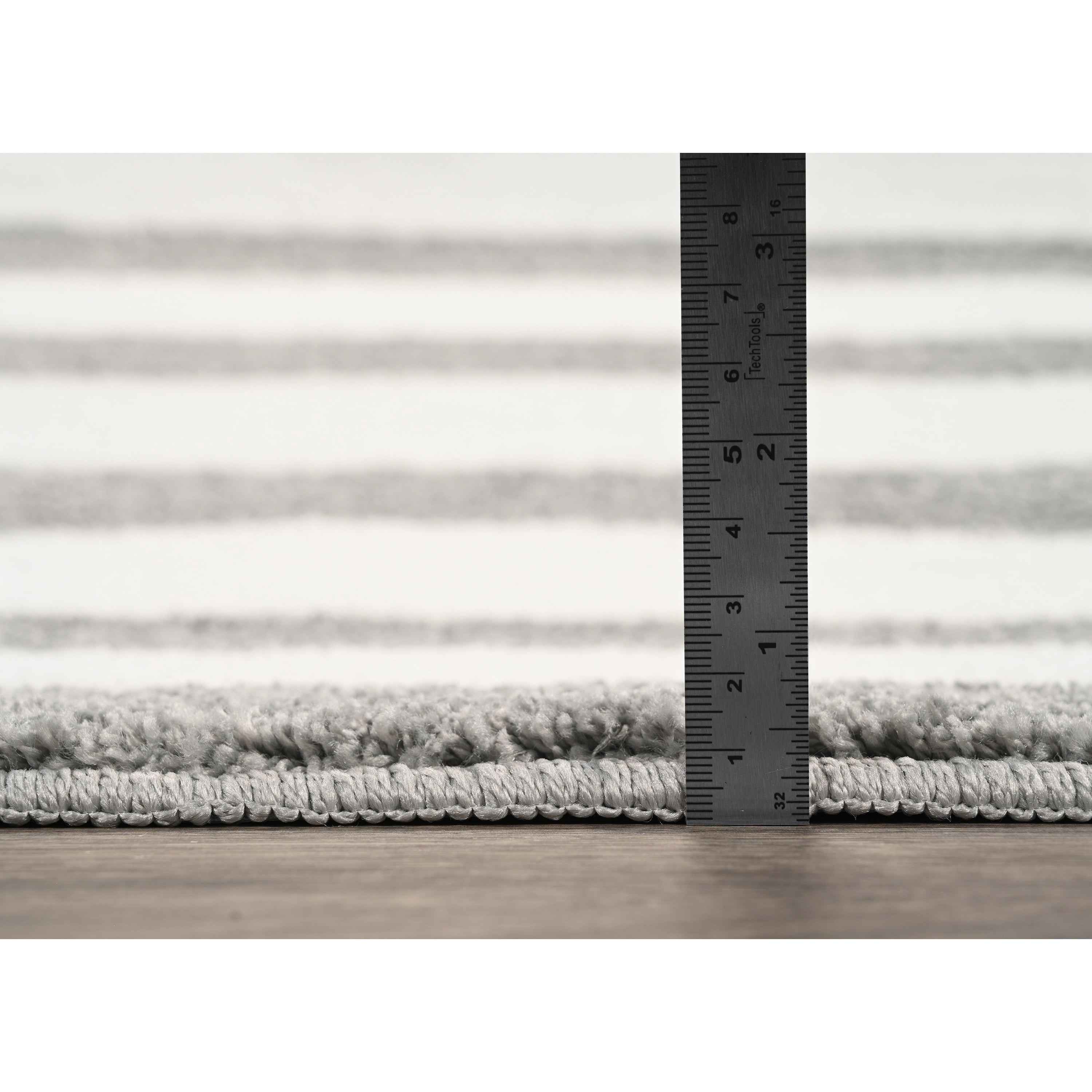 Garland Rug Beach Stripe Washable Silver/White Bathroom Rug, 21" x 34"