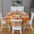 thumbnail image 2 of Fall Pumpkins Sunflowers Corn Apples Pattern Round Tablecloth 60" X 60",Wrinkle Wipeable Table Cloth for Kitchen Dining Room Picnic Patio Party, 2 of 6