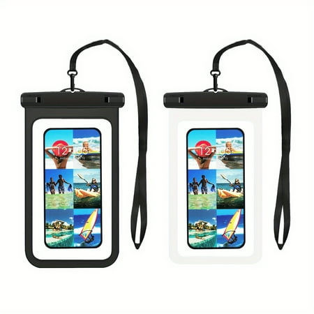 

XIAOGZAHUOP Large Capacity Waterproof Mobile Phone Bag for Outdoor Activities - 2 Packs 10 Inch Double-sided HD Perspective Bag Ideal for Camping Kayaking Swimming Rafting Snorkeling