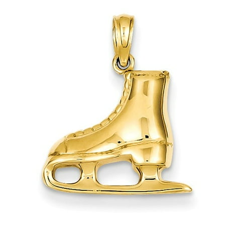 14k Yellow Gold 3-D Ice Skate Boot Pendant