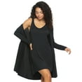 thumbnail image 2 of Felina | Modal Tank Chemise & Wrap | V-Neckline | 2 Piece Set | Loungewear (Black, Medium), 2 of 3