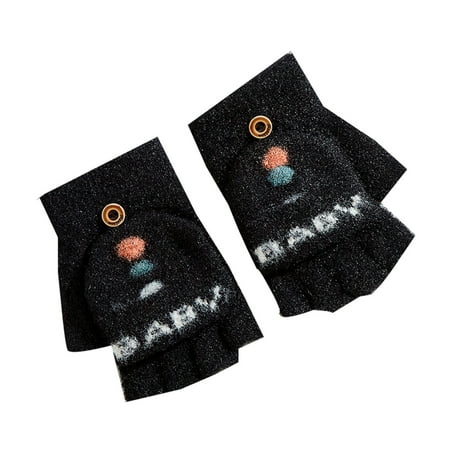 

Toddler Winter Gloves Toddler Clamshell Gloves Girls Half Finger Cute Winter Thickened Warm Baby Cartoon