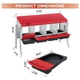 thumbnail image 2 of 4 Holes with legs-Galvanized Steel Chicken Nesting Box-Automatic Roll Out Egg Collection Removable Tray-Weatherproof Wall Mount Laying Box with Perch for Hens-Easy Clean Assemble for Coop-Red, 2 of 7
