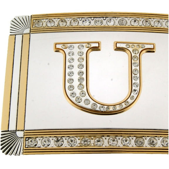 New Initial U Letter Alphabet Belt Buckle Western Cowboy Rodeo Gold Silver Shiny