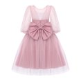 thumbnail image 4 of Jizyo Robe de Princesse en Tulle pour Filles, Col Rond, Manches Courtes Bouffantes, Robe de Demoiselle d'Honneur, Demoiselle d'Honneur, Rose 130, 4 of 7
