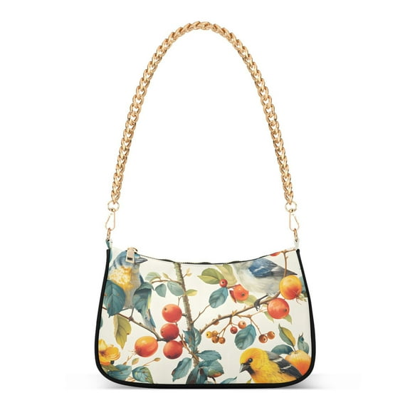 Ryvnso Summer Birds and Flower Womens Chain Shoulder Bag Tote Handbags Clutch Hobo Purse with Zipper for Travel