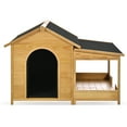 thumbnail image 3 of Large Outdoor Dog House with Insulated Liner, 60.2" Weatherproof Dog Kennel with Porch & Asphalt Roof for Medium/Large Dogs up to 120lbs, Natural, 3 of 8