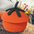thumbnail image 2 of Kcavykas Organization and Storage Halloween Woven Pumpkin Basket With Lid Pumpkin Desktop Storage Basket Cosmetic Storage Sundries Snacks Storage Basket, 2 of 5
