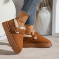 thumbnail image 4 of Rokment Platform Slip on Snow Ankle Boots for Women with Fleece Lined 2025 Fashion Casual Winter Thermal Potato Clogs Booties Brown Size 6, 4 of 8