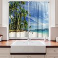 thumbnail image 2 of Ambesonne Tropical Kitchen Curtains, Sea Beach Landscape Print, 55"x45", Pale Sky Blue and Olive Green, 2 of 3
