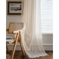 thumbnail image 5 of Crochet Lace Window Curtain Panel with Tassels Semi Sheer Hollow Curtains for Bedroom Living Room, 1 Pane Rod Pocketl, 5 of 6