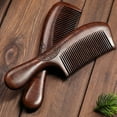thumbnail image 4 of Natural Black Sandalwood Solid Wood Double Side Carved Flower Head Comb for Effortless Hair Styling and, 4 of 8