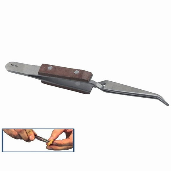 Fiber Grip Cross Locking Tweezers Jewelry & Soldering Self Closing 4-1/2" Bent