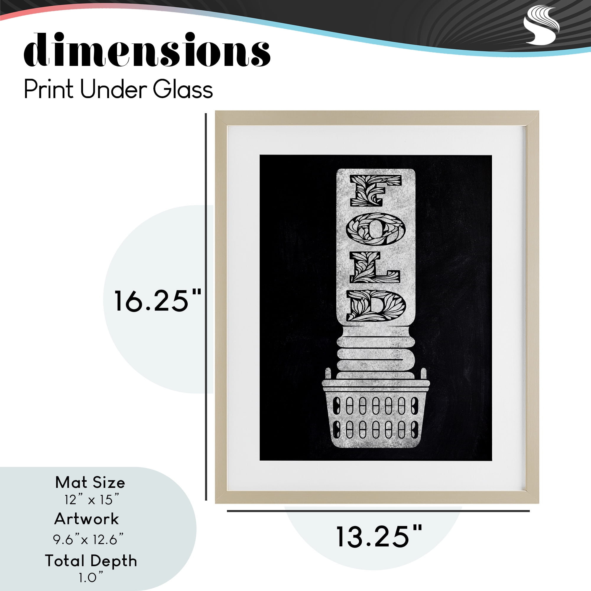 Laundry Fold Ornate Letters Birch Framed Print Under Glass, design by Marcus Prime