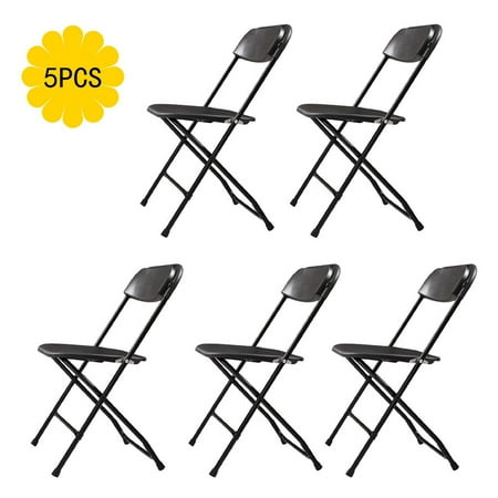 Zimtown 5 Black Commercial Quality Stackable Plastic Folding Chair Wedding Party