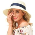 Women Sun Hat Summer Straw Hat Floppy Beach Hat Wide Brim UV Protection Hats UPF 50 with Chin