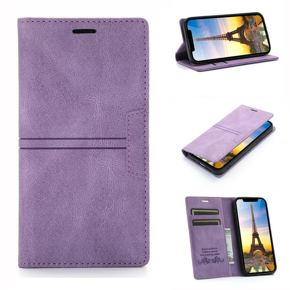 iPhone 12 Mini Case with Card Cash Holder, Allytech Premium PU Leather Wallet Purse Case with Book Style Folio Flip Stand Magnetic Case Compatible with iPhone 12 Mini (5.4" 2020), Purple