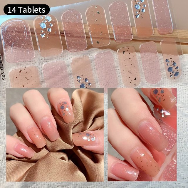 DIY pegatinas para uñas sin hornear, flores frescas de Color sólido de larga duración en verano, tiras para uñas, parche deslizante, calcomanía de cubierta completa