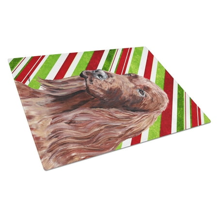 

Caroline s Treasures SC9608LCB Irish Setter Candy Cane Christmas Glass Cutting Board Large 12H x 16W multicolor
