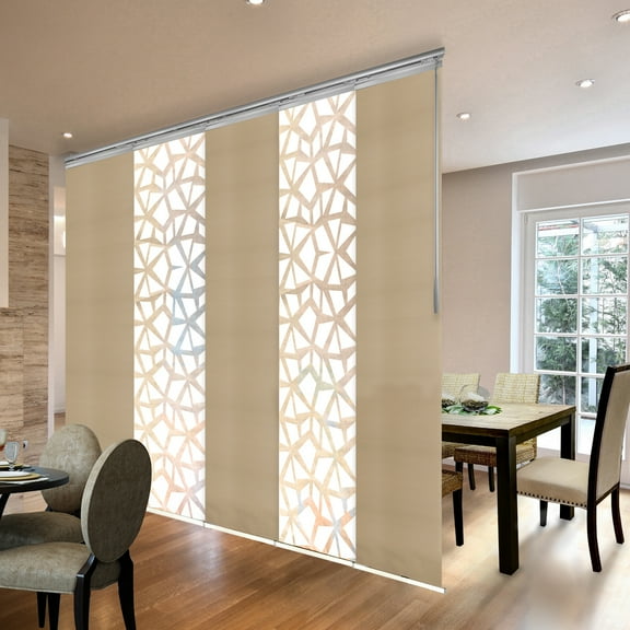 Domovina 5 Panel Track Vertical Blinds, Adjustable 58-110"W x 91.4"H - Splinter/Lydos