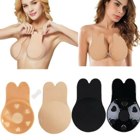

Gwiyeopda Women Invisible Silicone Breast Pads Boob Lift Tape Bra Nipple Cover Sticker Black