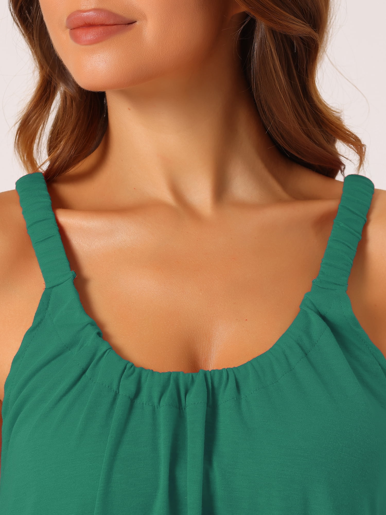 DARING DIVA Women's Sleepwear with Elastic Wide Strap and Large Hem XS Dark Green