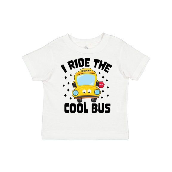 Inktastic I Ride the Cool Bus with Yellow Bus Boys or Girls Toddler T-Shirt
