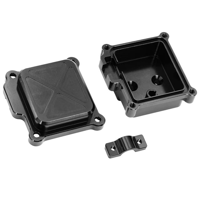 Tholdsy Caja receptora mecanizada CNC de aleación de aluminio RCGOFOLLOW caja receptora Rc resistente para caja receptora Rc 1/14 MJX 14210 Kits de construcción modelo Negro