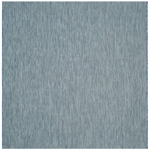 SAFAVIEH Courtyard Blazhe Chevron Indoor/Outdoor Area Rug, Navy/Grey, 6'7" x 6'7" Square