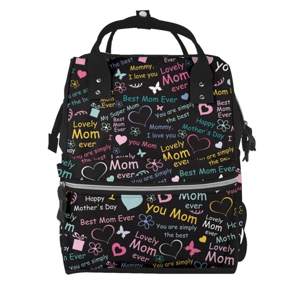 Easygdp I love you Mom para Bolsa de Bebé de Gran Capacidad con Múltiples Bolsillos, Bolsa de Pañales para Padres, Bolsa de Viaje Organizada y Elegante