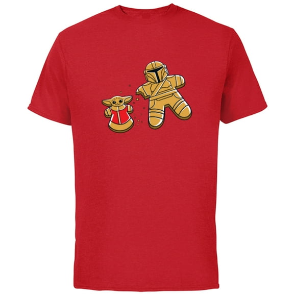 Star Wars Mandalorian & Grogu Christmas Gingerbread Cookies - Short Sleeve Cotton T-Shirt for Adults - Customized-Red
