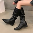 thumbnail image 6 of Povozer Wide Calf Slouch Boot Tall Knee High Women's Winter Shoes(Black,7), 6 of 6